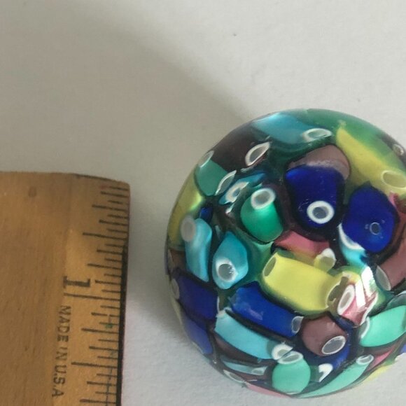 Vintage Murano Glass Confetti Paperweight Fratelli Taso Millefiori Small Multi C - Picture 10 of 10